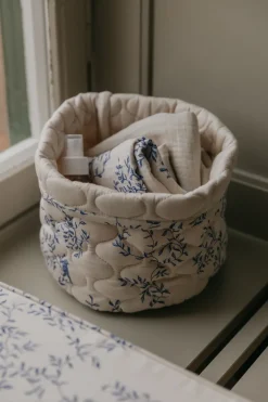 Garbo&Friends Jardim Satin quilted basket 2 pieces, 20xØ20 cm + 30xØ30 cm Blue Clearance