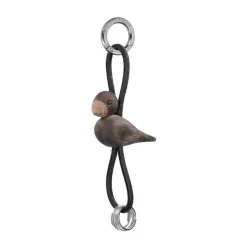 Kay Bojesen Denmark Kaj Bojesen bird keyring, Smoked oak, black leather Brown Hot