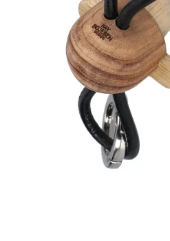 Kay Bojesen Denmark Kaj Bojesen monkey keyring, Teak-limb wood, black leather Brown Best