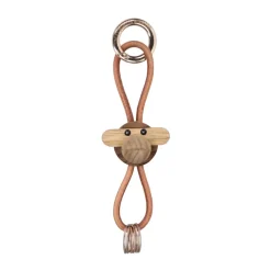 Kay Bojesen Denmark Kaj Bojesen monkey keyring, Teak, limba wood, natural leather Brown Outlet