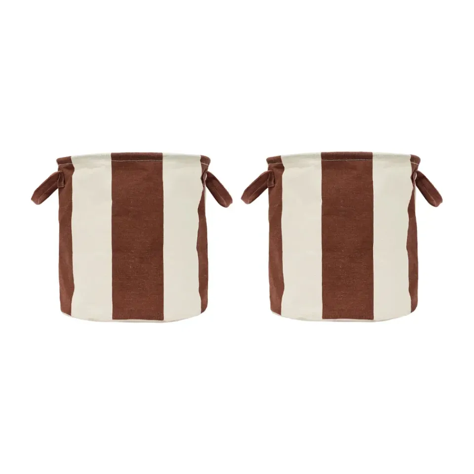 OYOY Kara storage basket medium Ø32x32 cm 2-pack, Nutmeg BrownWhite Discount