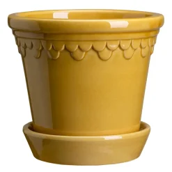 Bergs Potter Københavner flower pot glazed Ø14 cm, Yellow Clearance