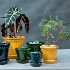 Bergs Potter Københavner flower pot glazed Ø14 cm, Yellow Clearance