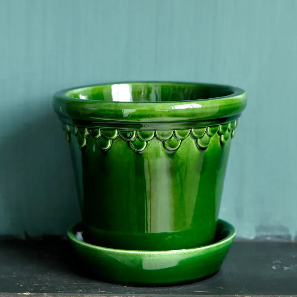 Bergs Potter Københavner flower pot glazed Ø16 cm, Green Best