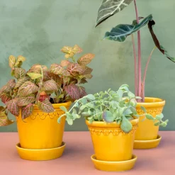 Bergs Potter Københavner flower pot glazed Ø18 cm, Yellow New