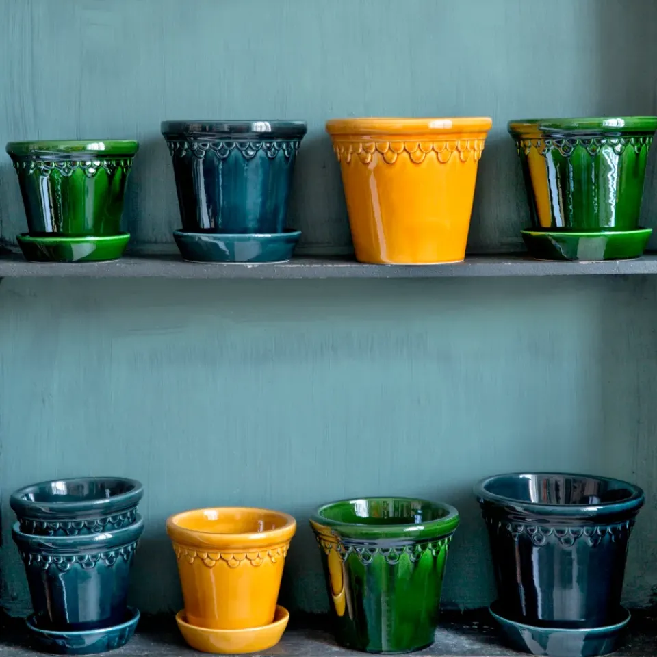 Bergs Potter Københavner flower pot glazed Ø16 cm, Yellow Discount