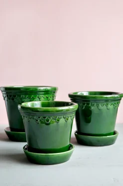 Bergs Potter Københavner flower pot glazed Ø18 cm, Green Discount