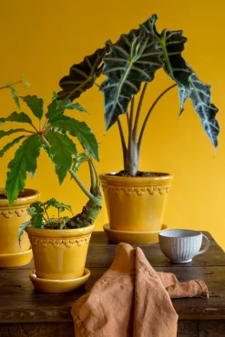 Bergs Potter Københavner flower pot glazed Ø10 cm, Yellow Hot