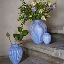 Knabstrup Keramik Knabstrup vase ribbed 27 cm, lavender Blue Hot