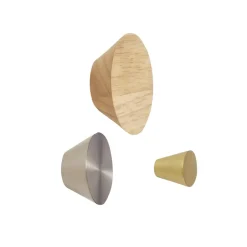 Hübsch Knob 3-pack, Metal-wood-nickel-brass Silver-coloured Discount