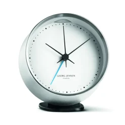 Georg Jensen Koppel tabletop clock 10 cm, white-stainless steel Silver-colouredWhite New