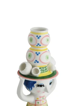Bjørn Wiinblad Lady with hat candle holder H16 cm, Pink Clearance