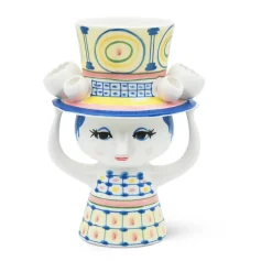 Bjørn Wiinblad Lady with hat vase H20.5 cm, Blue Clearance
