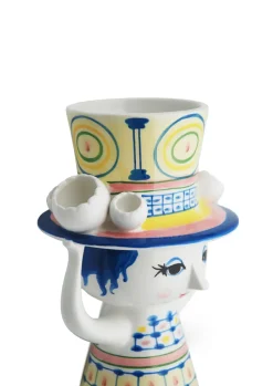 Bjørn Wiinblad Lady with hat vase H20.5 cm, Blue Clearance