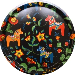 Arvidssons Textil Leksand round tray Ø31 cm, black Multi