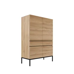 Ethnicraft Ligna cabinet, Oiled oak-Black steel Beige Outlet