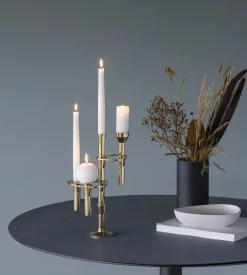 LIND DNA Lind Curve combinable candle sticks 24K gold plated, Single Gold-coloured New