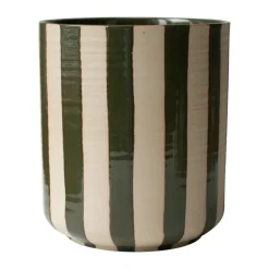 DBKD Line pot Ø14x16 cm, Stripe Green Clearance