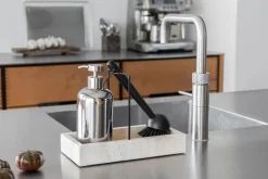 Mette Ditmer Lotus soap dispenser high, Chrome Silver-coloured Best