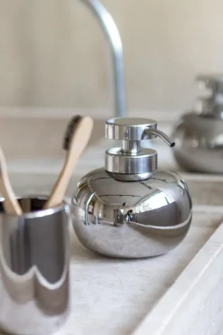 Mette Ditmer Lotus soap dispenser low, Chrome Silver-coloured Discount