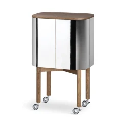 Northern Loud bar cabinet on wheels, Smoked oak BrownSilver-coloured Outlet