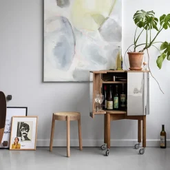 Northern Loud bar cabinet on wheels, Smoked oak BrownSilver-coloured Outlet