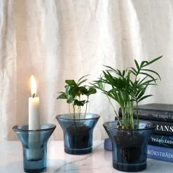 Born In Sweden Lumi candlestick 8 cm, Petrol Blue Discount