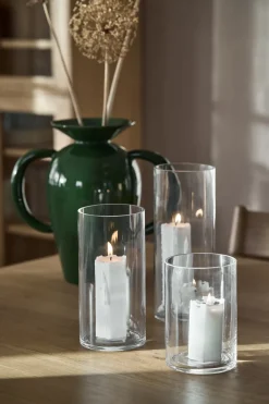 Scandi Essentials Luminous Spider web block candle, Ø6x15 cm White Discount