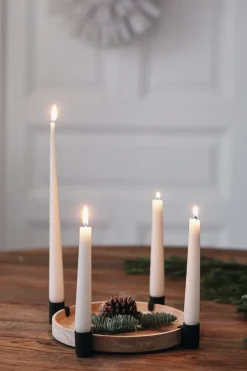 Applicata Luna Candle Holder Ø27 cm, Oak-steel BeigeSilver-coloured New