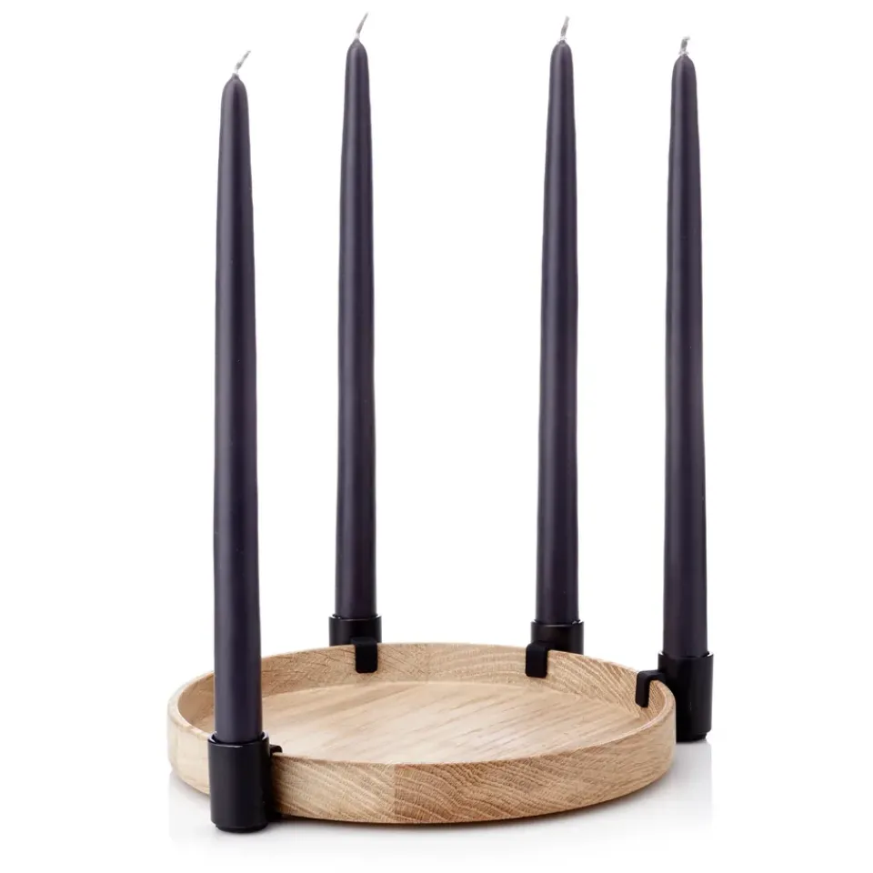 Applicata Luna candleholder, oak-black BrownBlack New