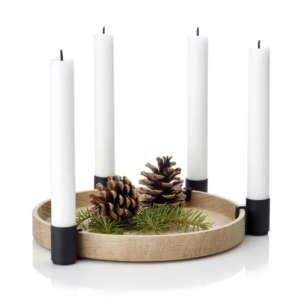 Applicata Luna candleholder, oak-black BrownBlack New