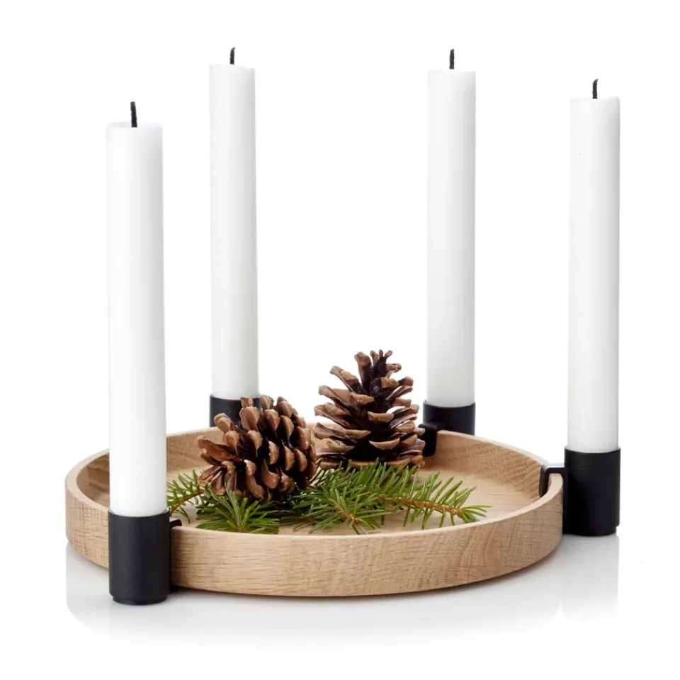 Applicata Luna candleholder, oak-black BrownBlack New