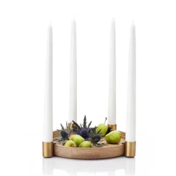 Applicata Luna candleholder, oak-brass Brown New