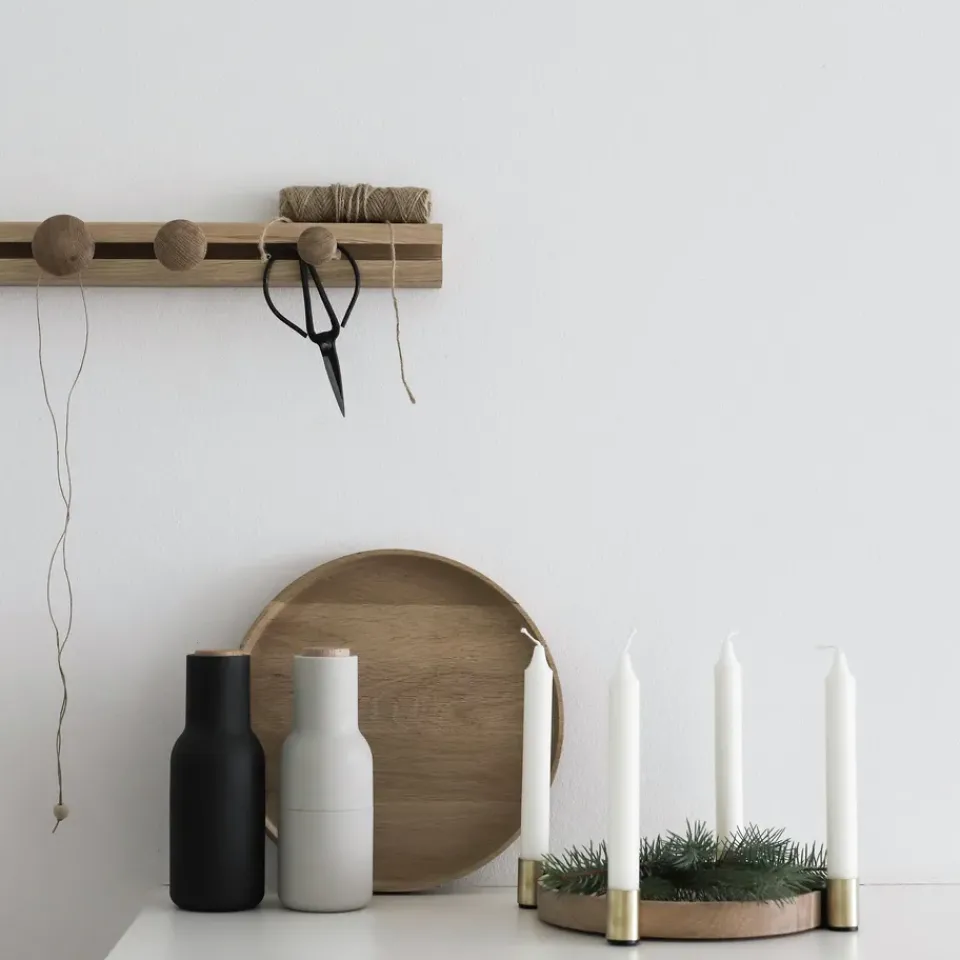Applicata Luna maxi candle sticks, oak-brass BeigeGold-coloured New