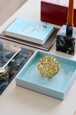 Mojoo Lux lacquered decorative tray 19x19x3,5 cm, Powder Blue Online
