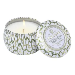 Voluspa Maison Blanc Mini Tin scented 25 hours, Moroccan Mint Tea GreenWhite Clearance