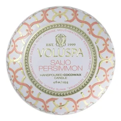 Voluspa Maison Blanc Mini Tin scented 25 hours, Saijo Persimmon Gold-colouredPinkWhite Outlet