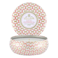 Voluspa Maison Blanc 3-wick Tin scented 40 hours, Saijo Persimmon Gold-colouredPinkWhite Outlet