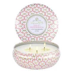 Voluspa Maison Blanc 3-wick Tin scented 40 hours, Saijo Persimmon Gold-colouredPinkWhite Outlet