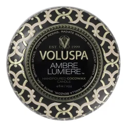 Voluspa Maison Noir Mini Tin scented 25 hours, Ambre Lumiere BeigeGold-colouredBlack Online