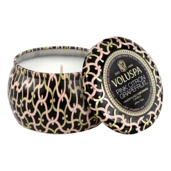 Voluspa Maison Noir Mini Tin scented 25 hours, Pink Citron Grapefruit Gold-colouredPinkBlack New