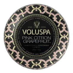 Voluspa Maison Noir Mini Tin scented 25 hours, Pink Citron Grapefruit Gold-colouredPinkBlack New