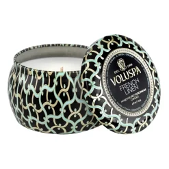 Voluspa Maison Noir Mini Tin scented 25 hours, French Linen Gold-colouredBlackTurquoise Discount