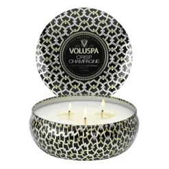 Voluspa Maison Noir 3-wick Tin scented 40 hours, Crisp Champagne Gold-colouredBlack Discount