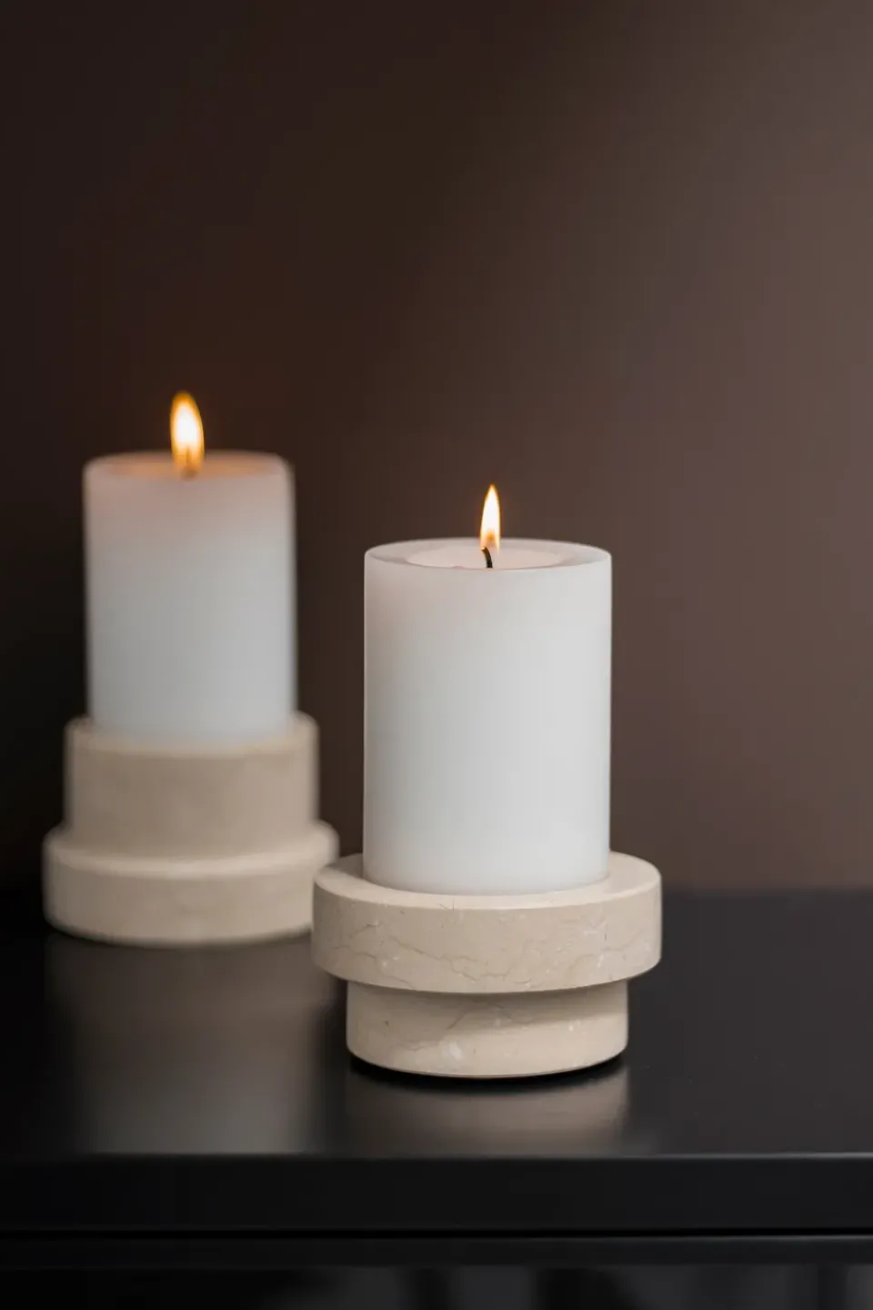 Mette Ditmer Marble candle holder for block candle 5 cm, Sand Beige Outlet