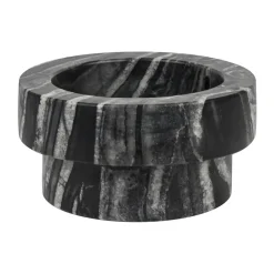 Mette Ditmer Marble candle holder for block candle 5 cm, Black-Grey GreyBlack New