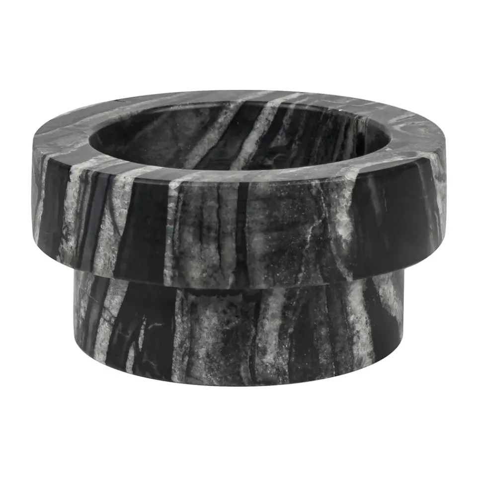 Mette Ditmer Marble candle holder for block candle 5 cm, Black-Grey GreyBlack New