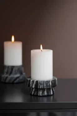 Mette Ditmer Marble candle holder for block candle 5 cm, Black-Grey GreyBlack New