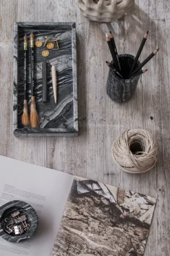 Mette Ditmer Marble decorative tray 16x31 cm, Black-Grey GreyBlack Outlet