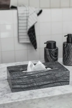 Mette Ditmer Marble tissue box 14x25.5 cm, Black-Grey BlackGrey Discount